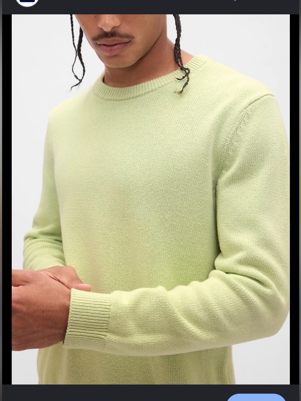 Gap Sweater - “Classic Crewneck Sweater” light spring green 100% cotton